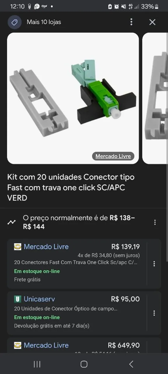 Kit 90 Conectores Fast SC/APC One Click
