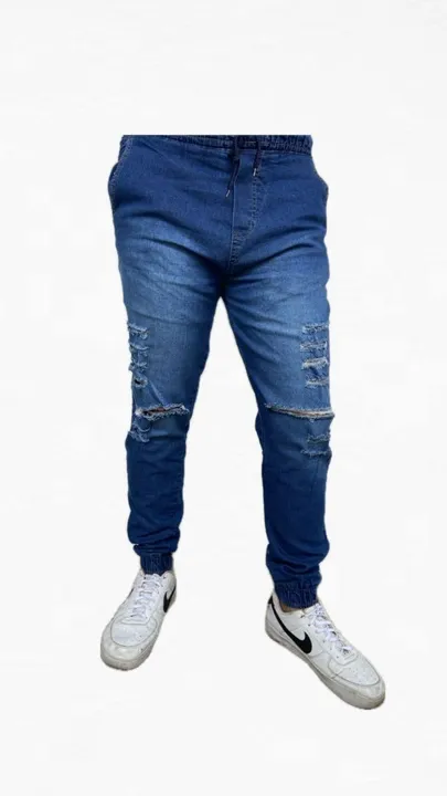 Frete Grátis- Calças masculina Jogger Rasgada Jeans<br>