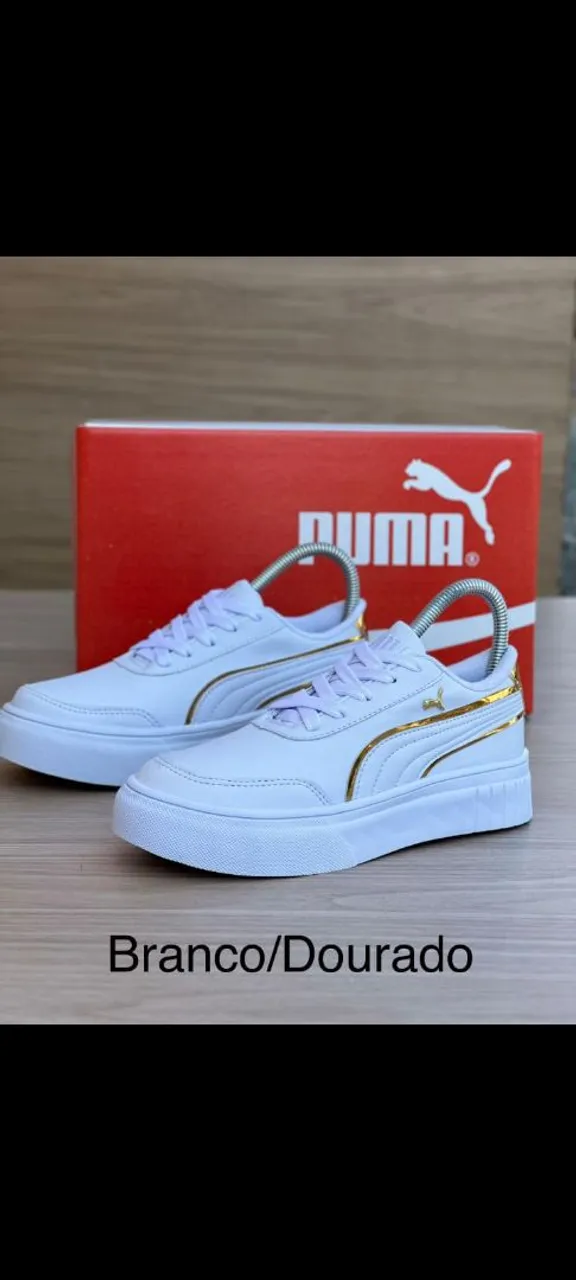 Tênis Puma Branco/Dourado - Novo!