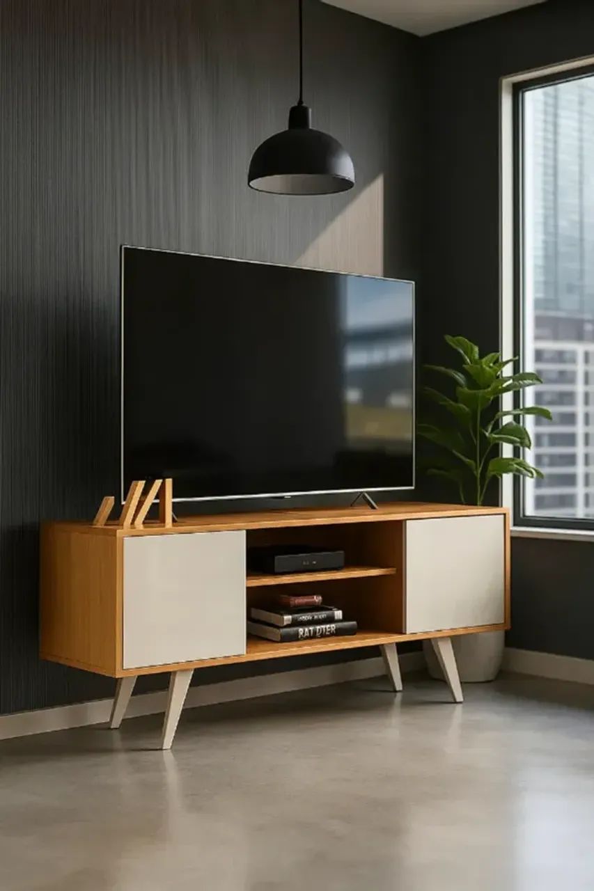 Rack estilo retrô cinamomo off white Ate 55 pol