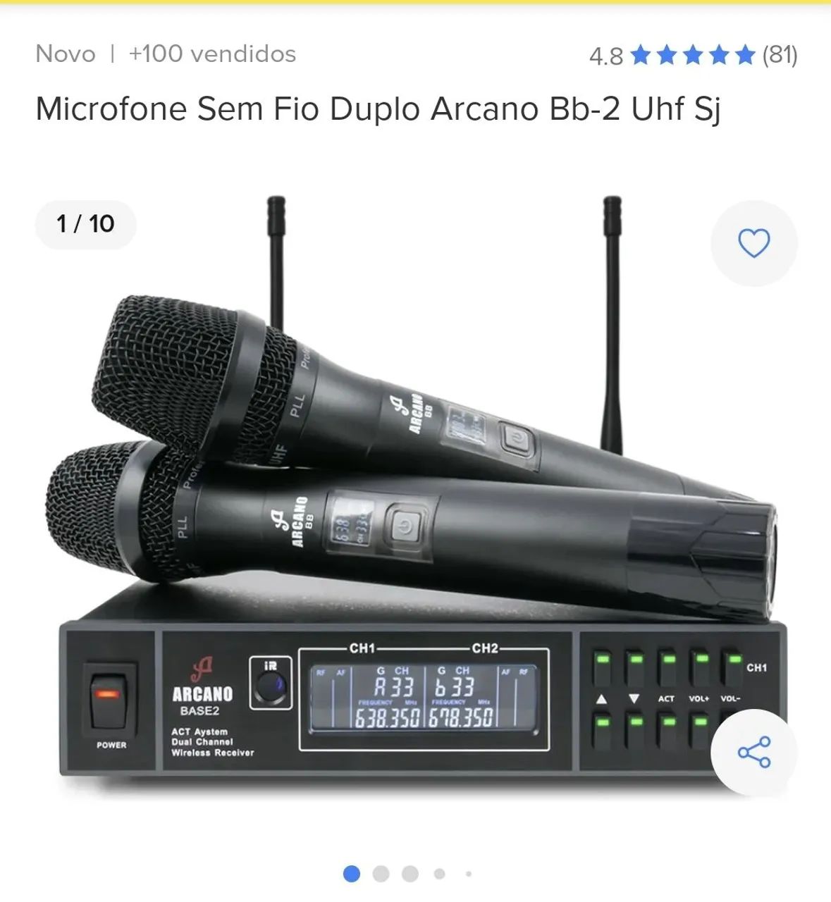 2 Microfone Sem Fio Duplo Arcano Bb-2 Uhf Sj