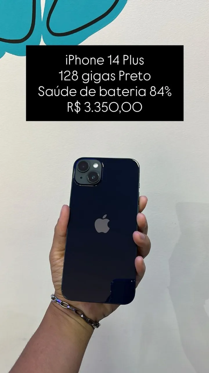 IPhone 14 Preto 128Gigas Saude de Bateria 97% R$ 3.450,00 Semi