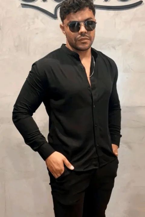 Camisa G Gola Padre Preta longa - Foto 2