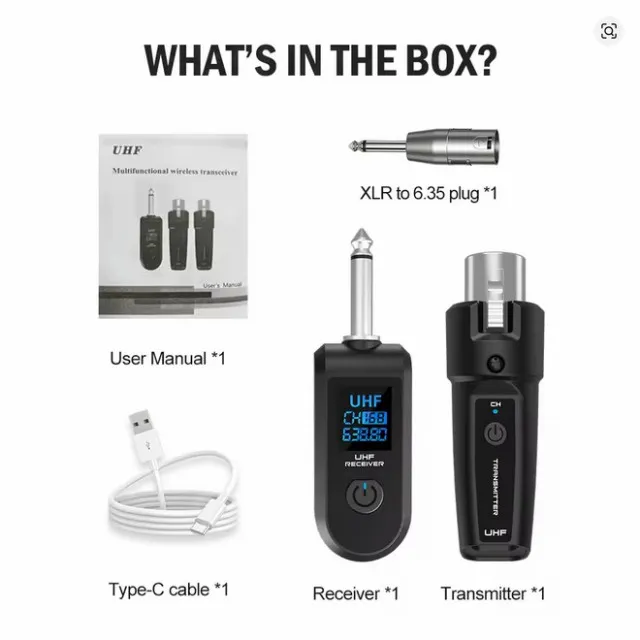 Kit transmissor adaptador uhf xlr para microfone