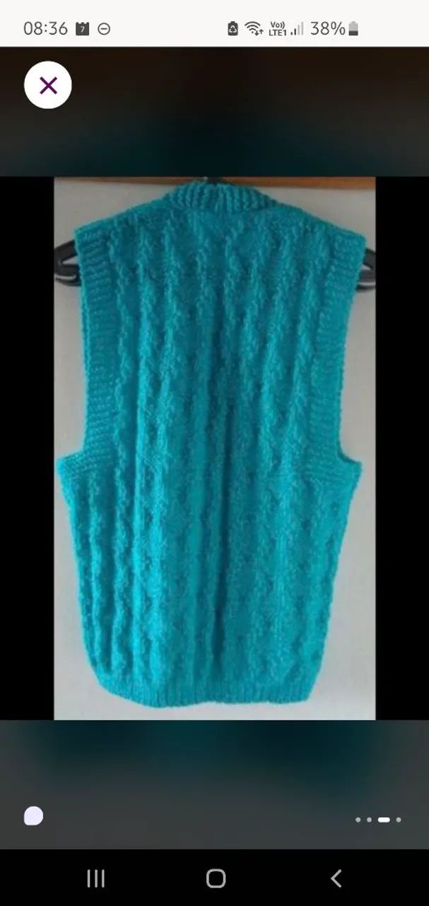 Colete de tricô azul turquesa - Foto 3