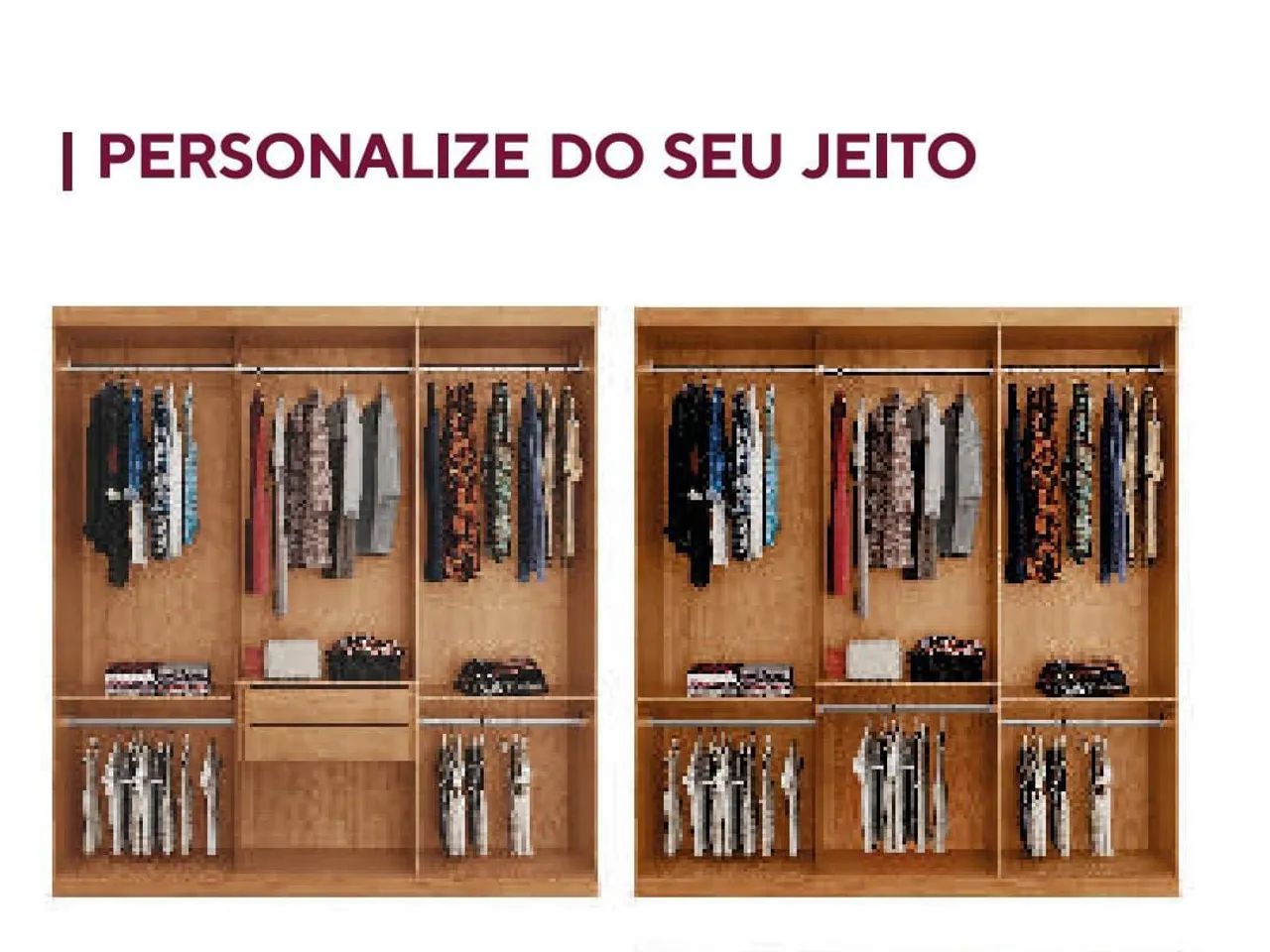 Guarda-Roupa de Madeira com 3 Portas de Correr e 2 gavetas  - Foto 4