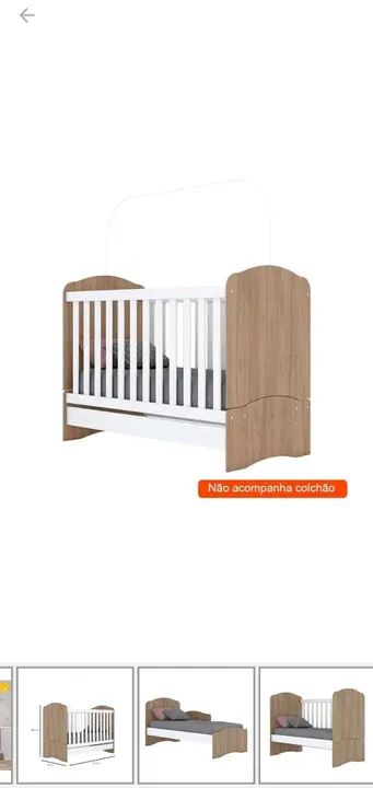 Berço de madeira com estrutura branca - Foto 2