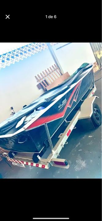 Canoa motor yamaha 15hp e carretinha - Foto 6