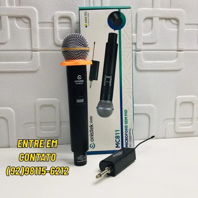 Microfone Unitário Sem Fio Recarregável Receptor de Sinal, Anel Antideslizante, adaptador  - Foto 2