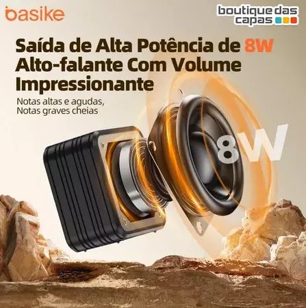 Caixa de Som Bluetooth portátil sem fio Ipx6 basik 8w resistente a agua