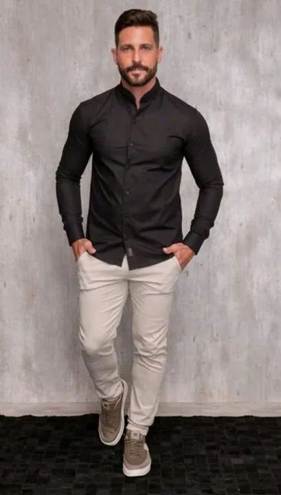 Camisa G Gola Padre Preta longa