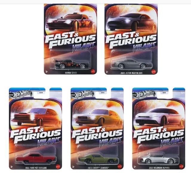 Hot Wheels Fast & Furious Villains - Set com 5 Miniaturas