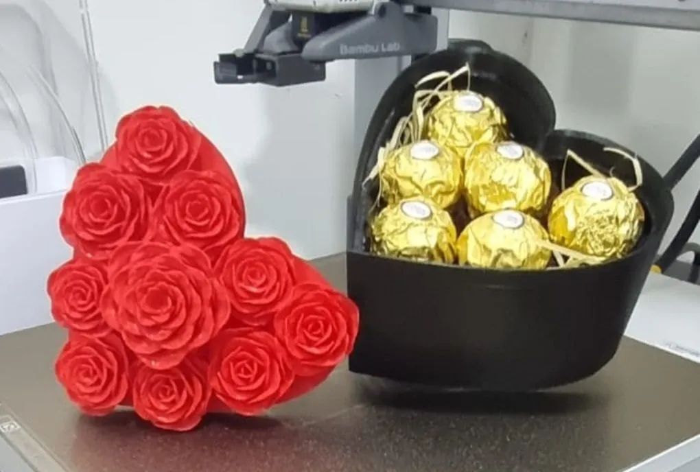 Caixa Coração e Rosas  Impressão 3D Presente  - Foto 3