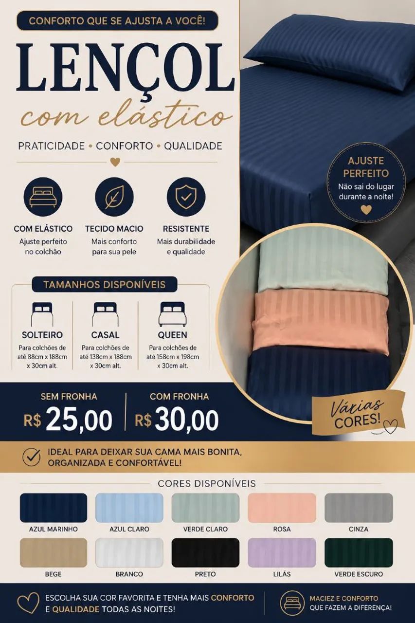 Lençol Queen com elástico 