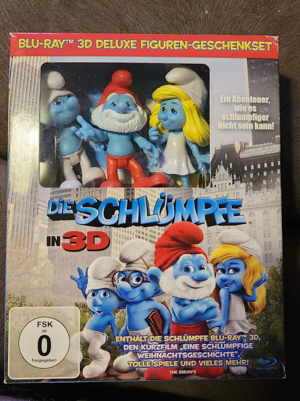 Blu Ray Smurfs Steelbook 3d 2d gift Set com 3 figuras 