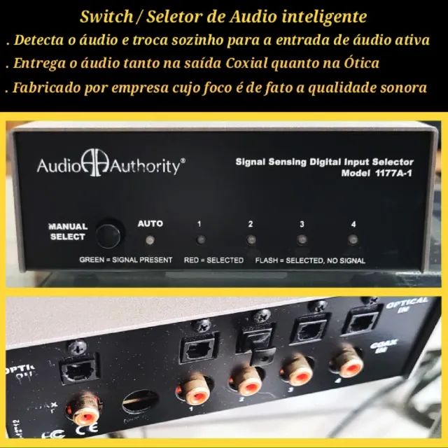 (High-End) Switch / Seletor Automático c/ Conversor (Toslink/Óptico - RCA/Coaxial) - 1177A
