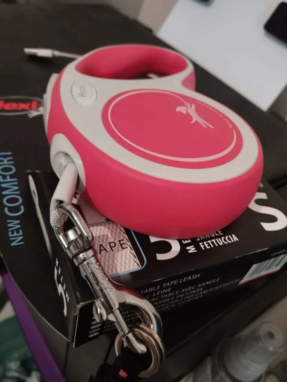 Guia Retrátil Flexi New Comfort Tape Vermelho S 15kg 5m - Foto 3