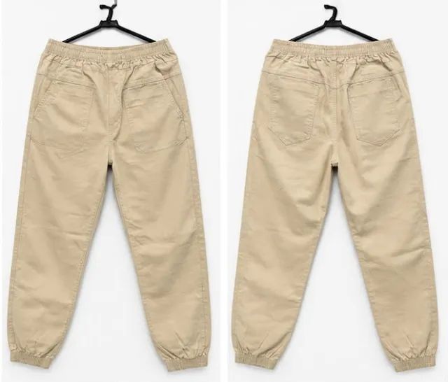 ? Calça de Elástico Bege - Tamanho M