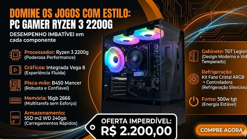 PC Ryzen 3 2200G 16gb 240gb ssd