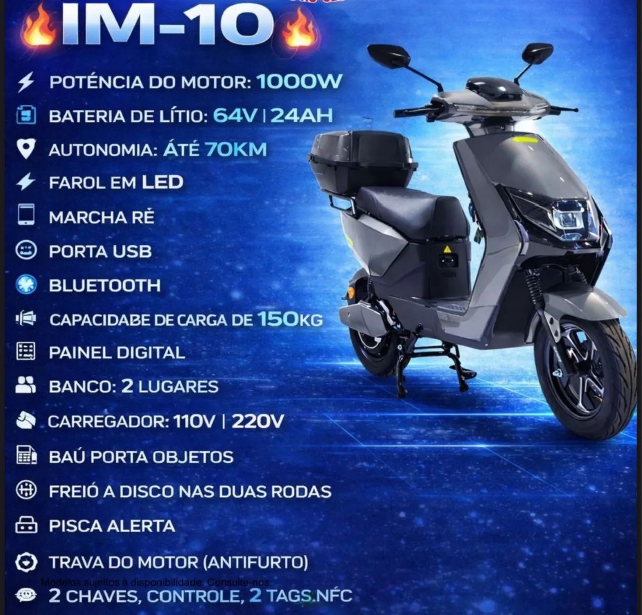 Scooter Elétrica IM-10 1000w - Foto 4