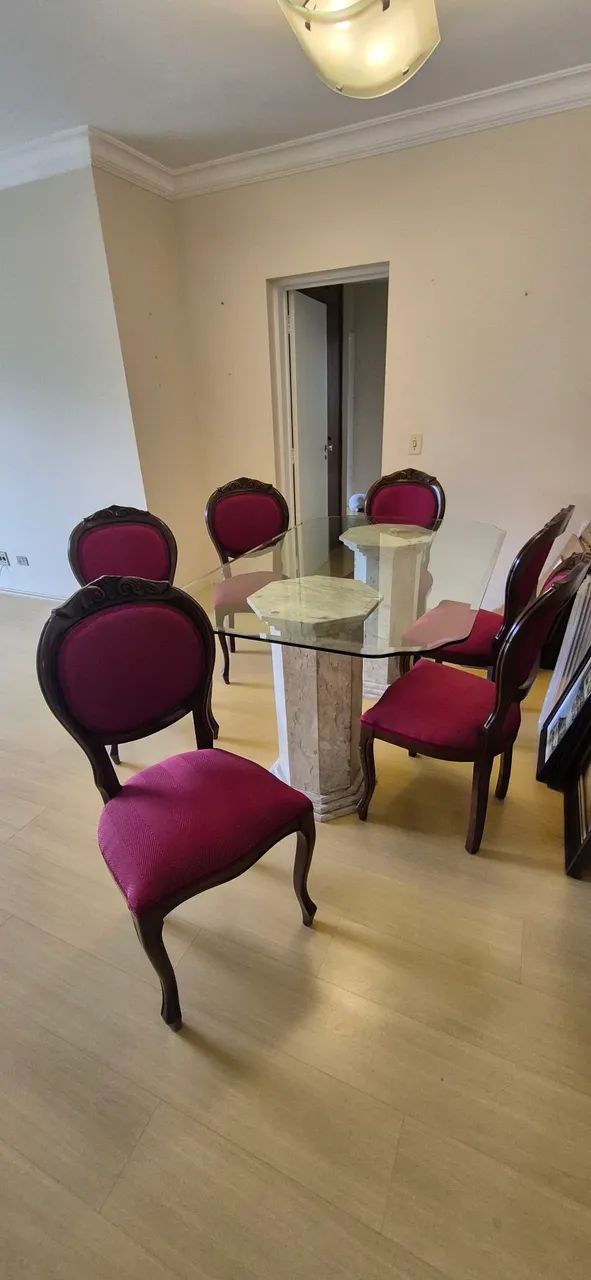 Mesa tampo de vidro com 6 cadeiras - Foto 4