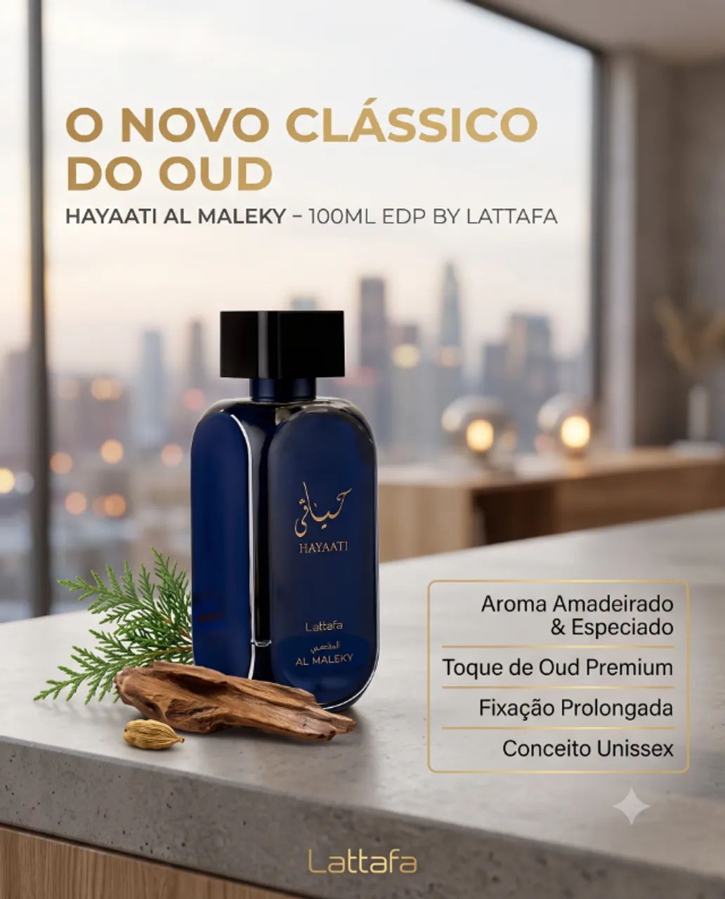Perfume Hayaati Al Maleky Eau De Parfum 100ml Lattafa 100 mL - Foto 3