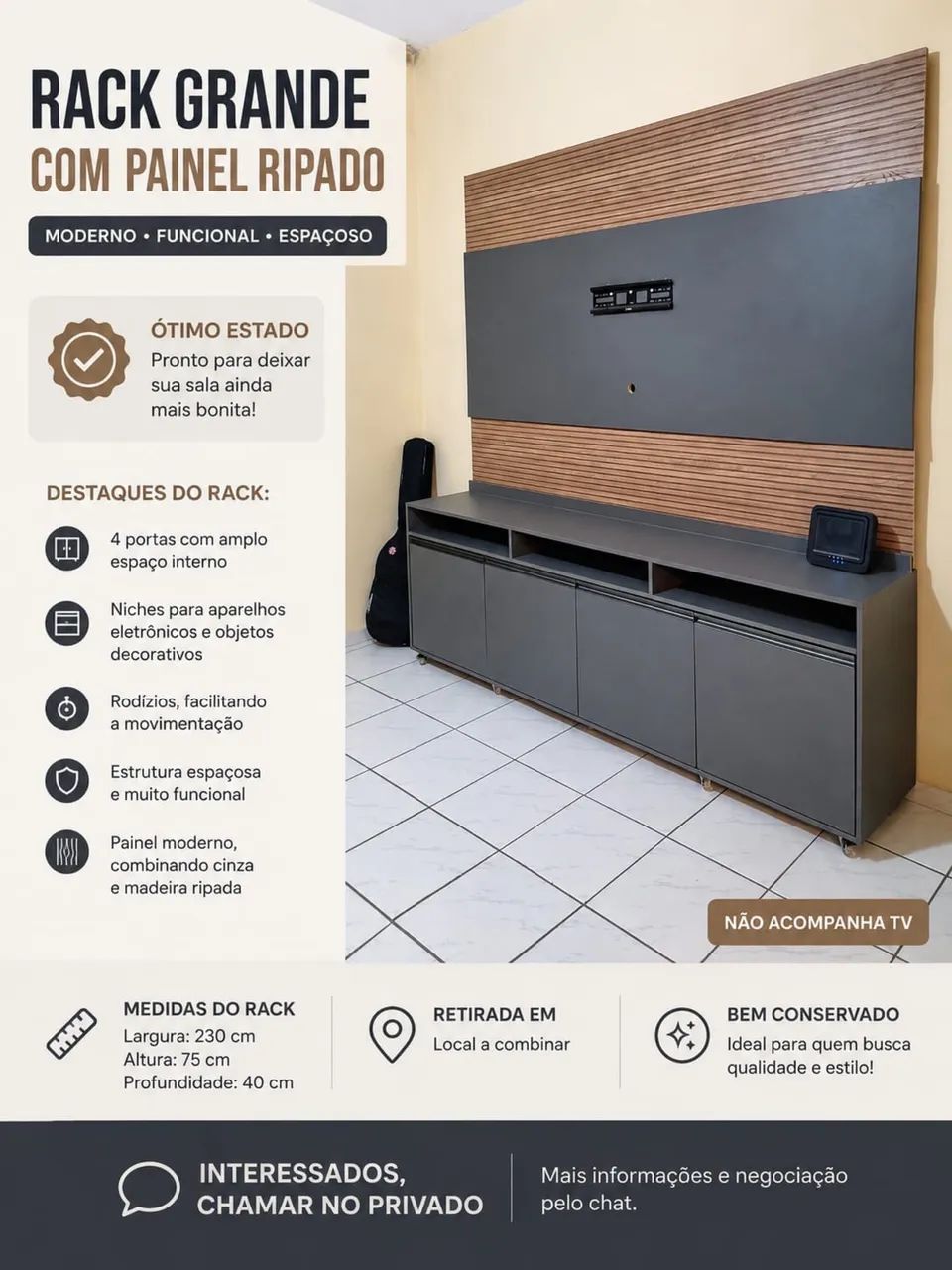Rack de sala com painel