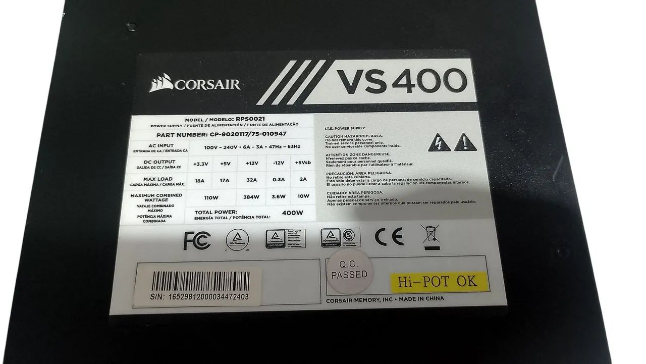 Fonte atx real Corsair vs400w 80 plus  - Foto 3