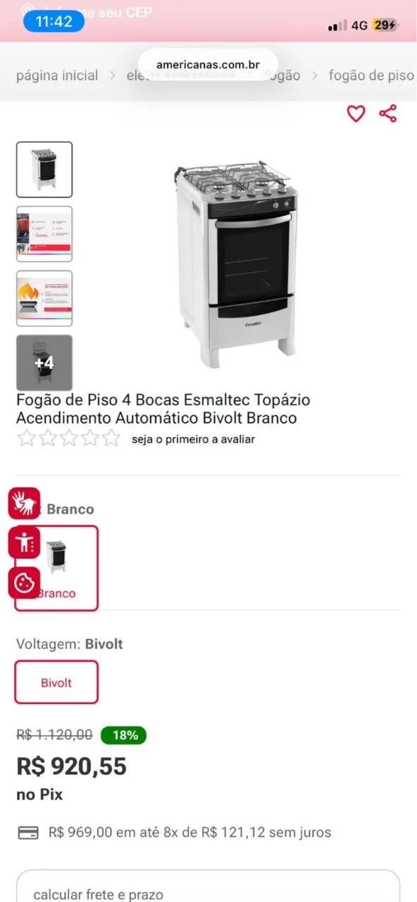 Fogão com timer 4 bocas