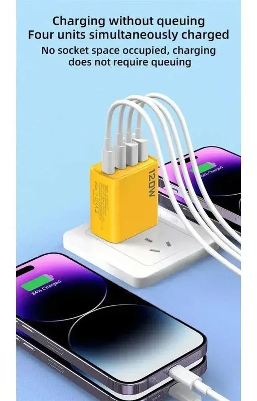 Carregador Usb Rápido De 4 Portas De 120w - Foto 2