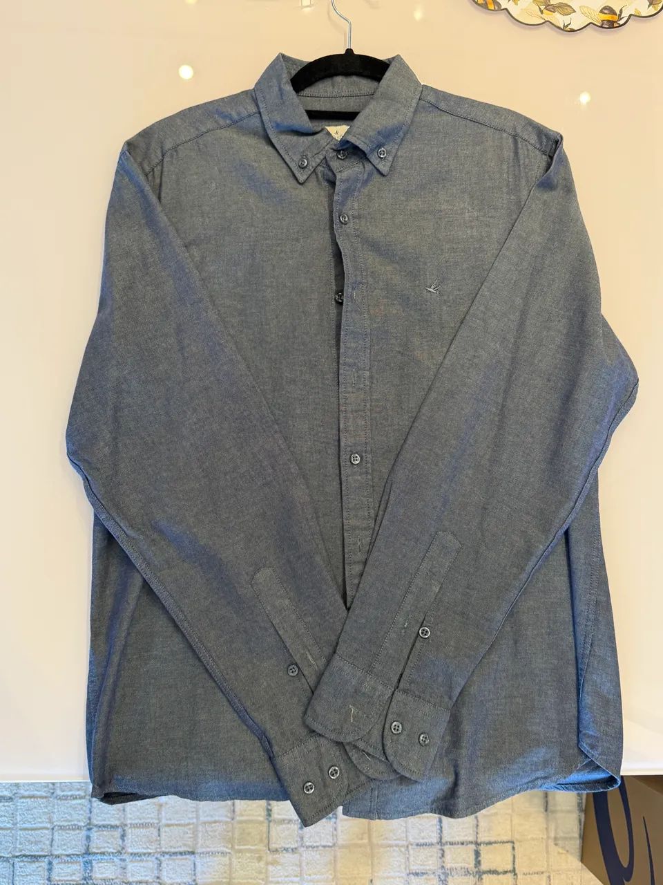 Camisa Oxford Brooksfield Cinza - Foto 4