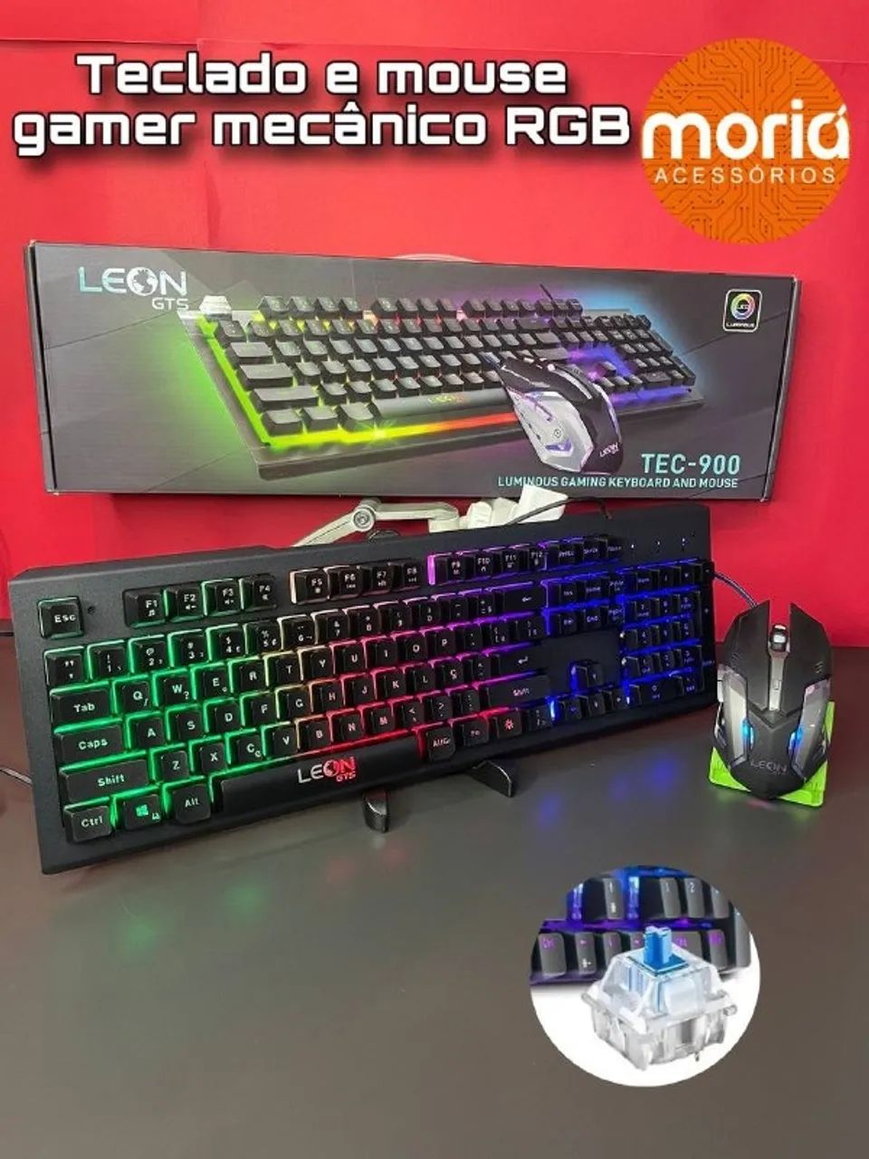Teclado e Mouse Mecânico Gamer com Fio Usb Rgb TEC-900 - Foto 2