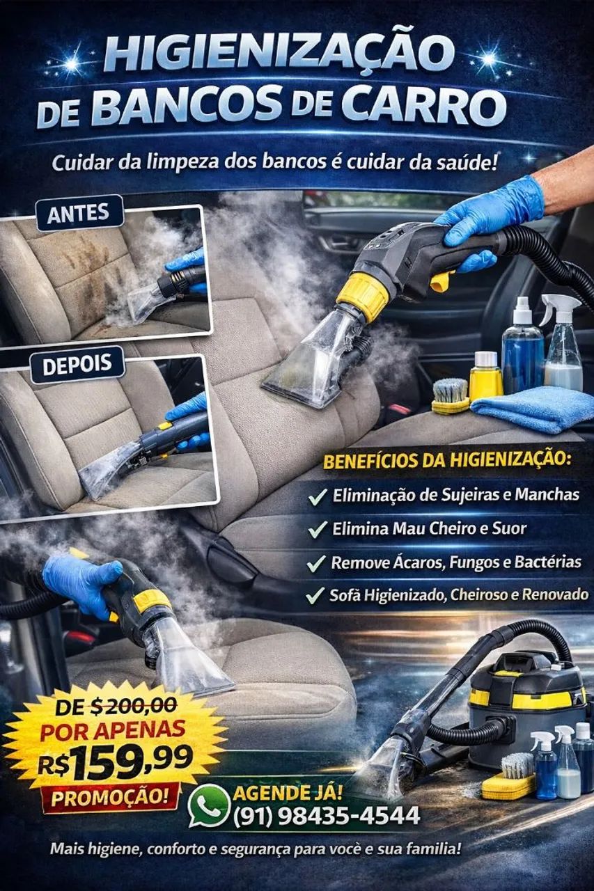 Higienização de bancos / capacetes /  carrinho & bebê conforto 