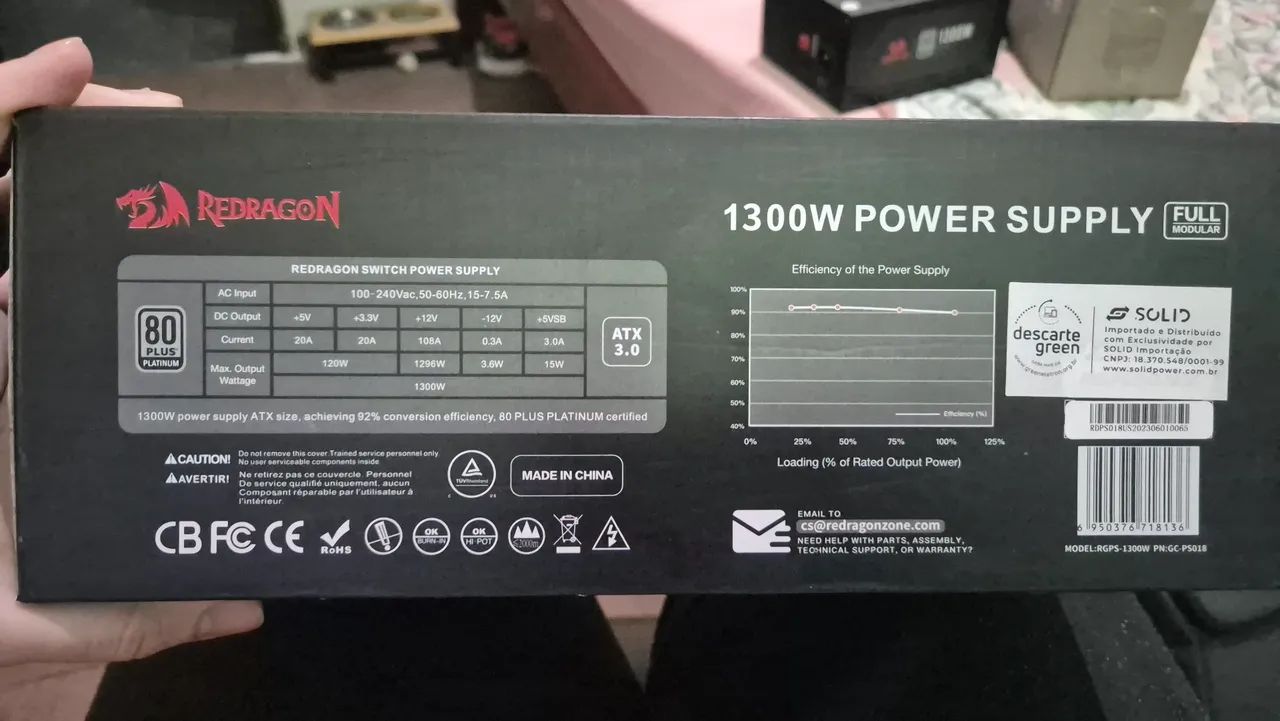 Fonte Gamer 1300W 80 Plus Platinum - Foto 4