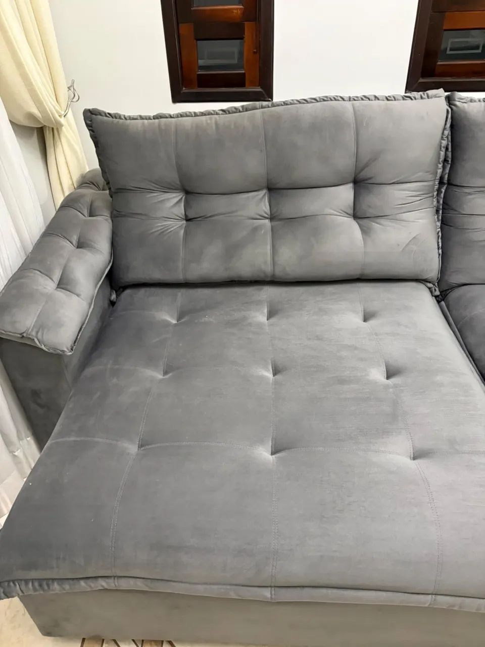 Sofá retrátil e reclinável cinza 2,90m - Pouco uso  - Foto 2