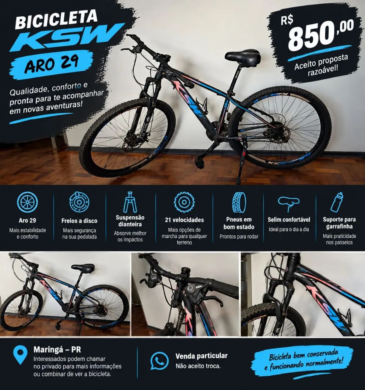 Bicicleta KSW Aro 29 - Conservada