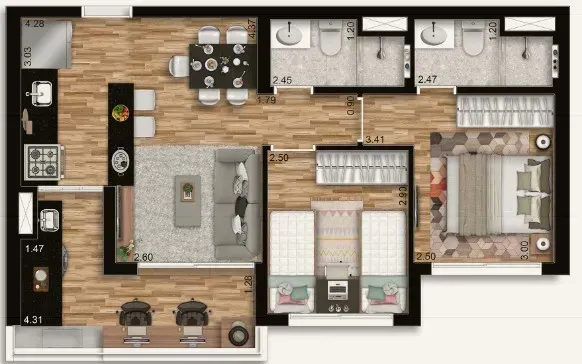 PLANTA 55m²