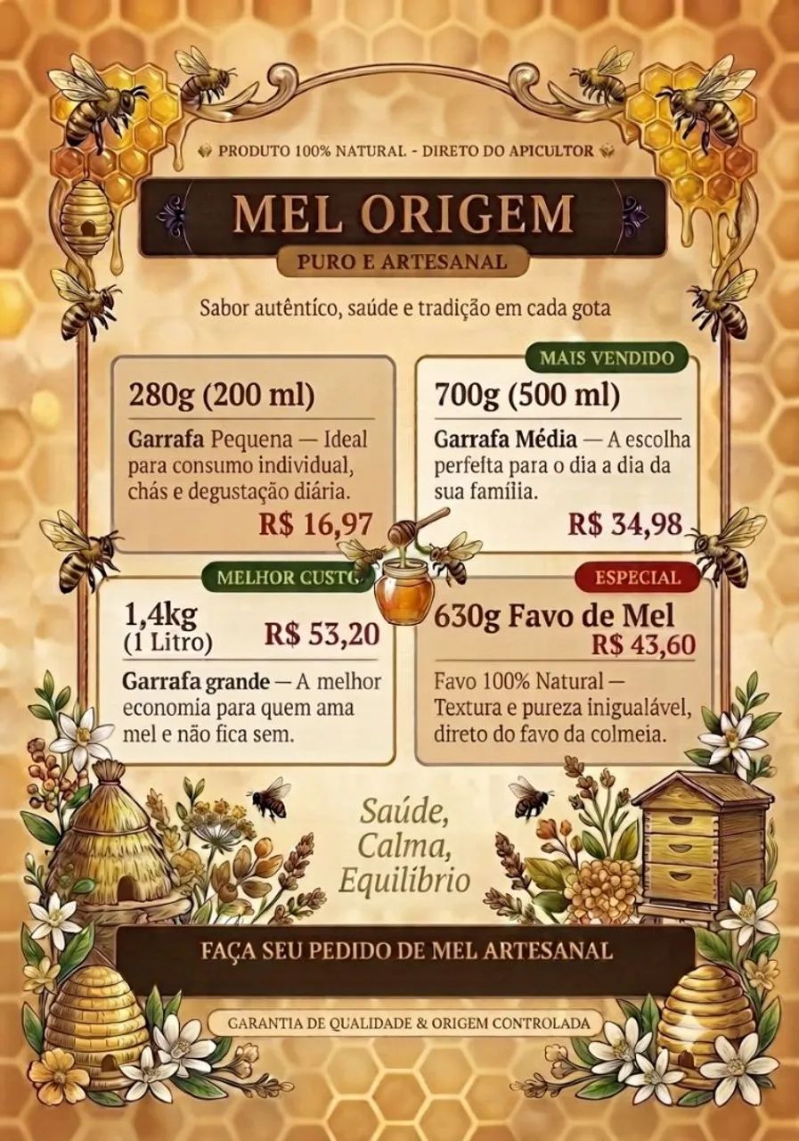 Mel de abelha: puro e artesanal 