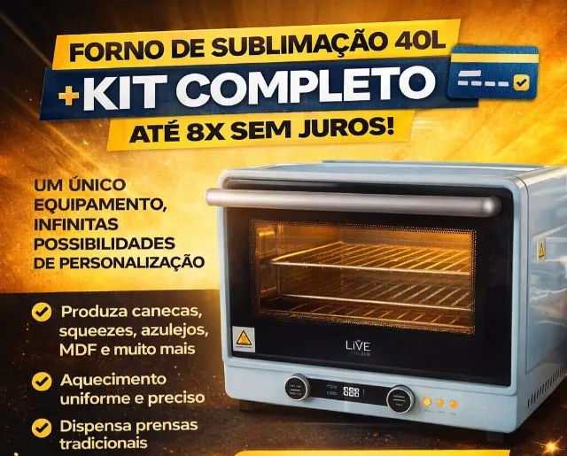 Forno de Sublimação 40L + Kit Completo | Até 8x sem juros