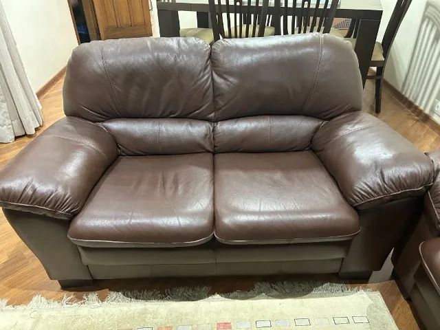 Jogo de Sofa de Couro Legitimo Ravena 3 e 2 Lugares Caramelo 2022 - Foto 4