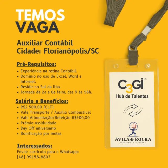 Vaga: Auxiliar Contábil - Bairro: Campeche
