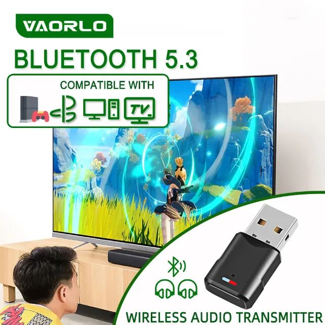 Adaptador Bluetooth 5.3 Áudio PS5, PS4, Nintendo Switch, Xbox, PC e Notebook
