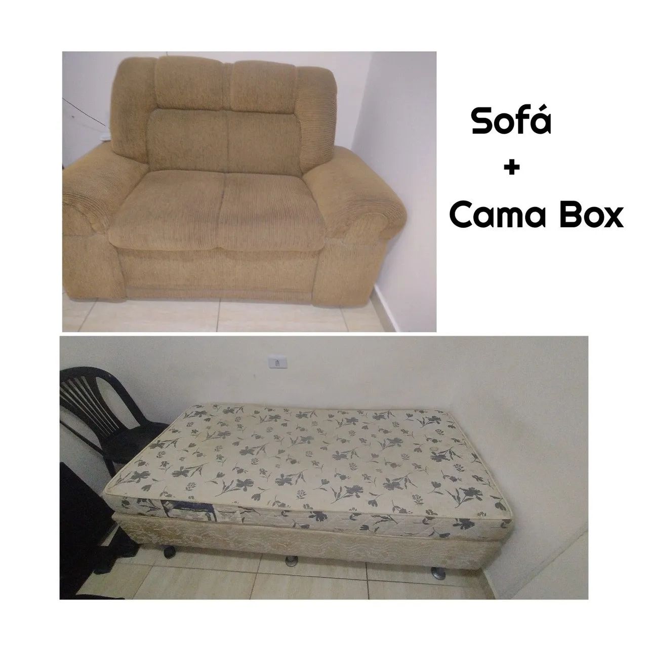 SOFÁ 2 lugares + CAMA BOX solteiro 