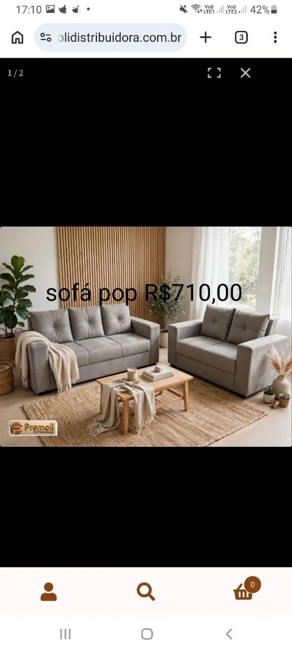 Sofá 2/3  Belgica  Tecido Veludado Luxo Espuma Selada D28 