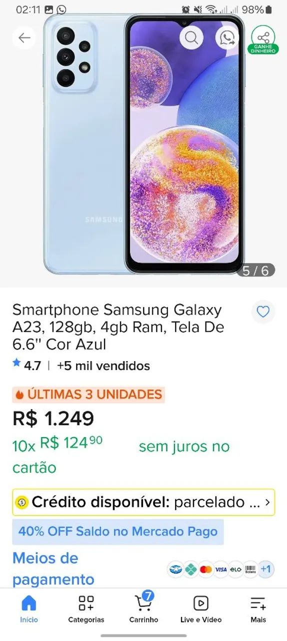Samsung A23 128gb original 