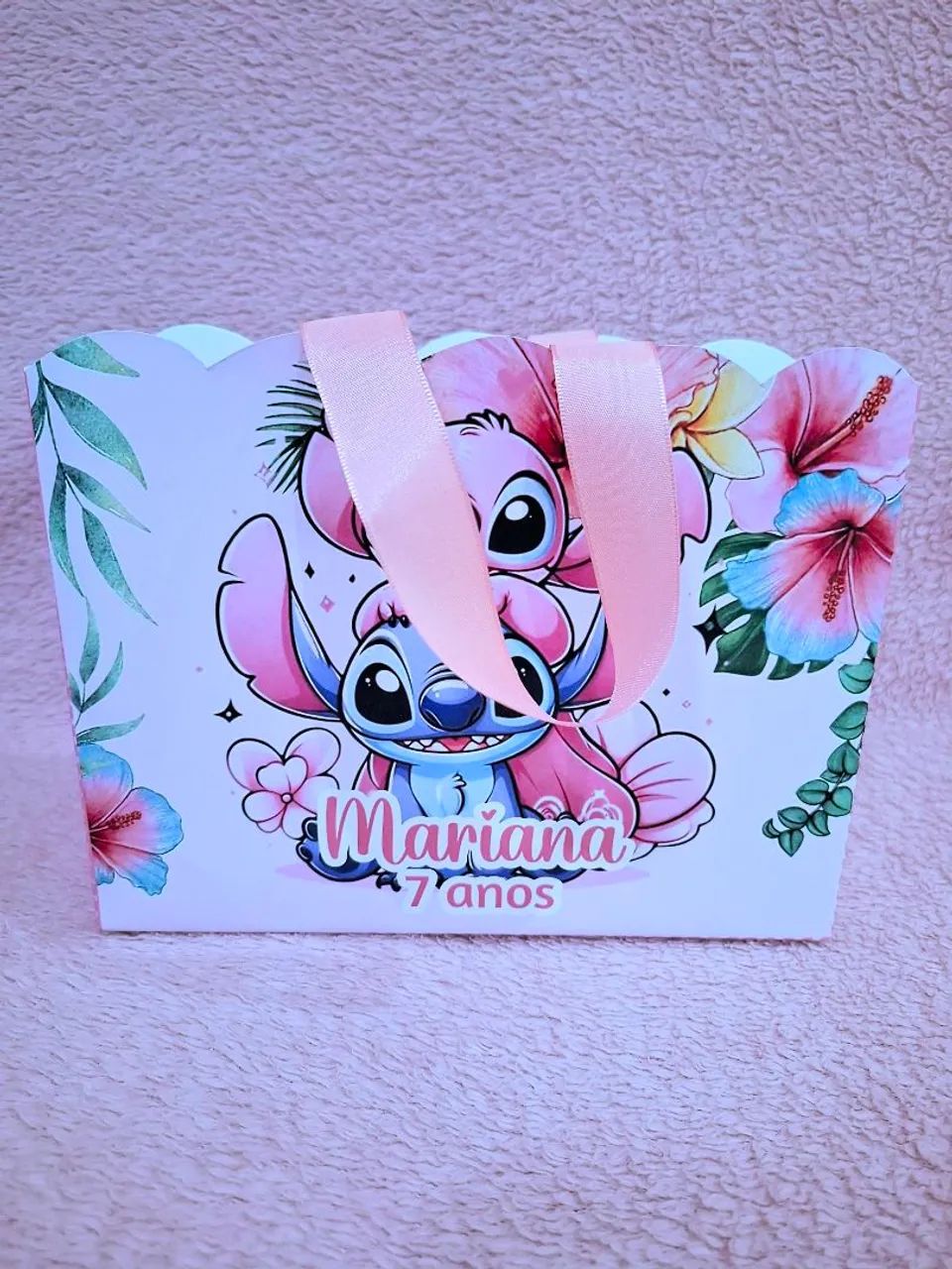Sacola personalizada para festa de aniversário Stitch e Angel - Foto 2