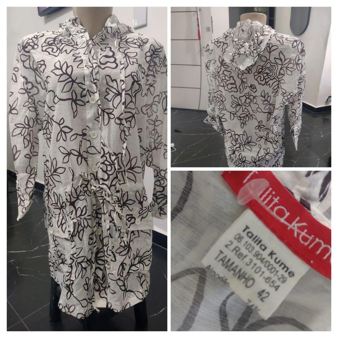 Blusa branca e preta Tam 42 - Foto 2