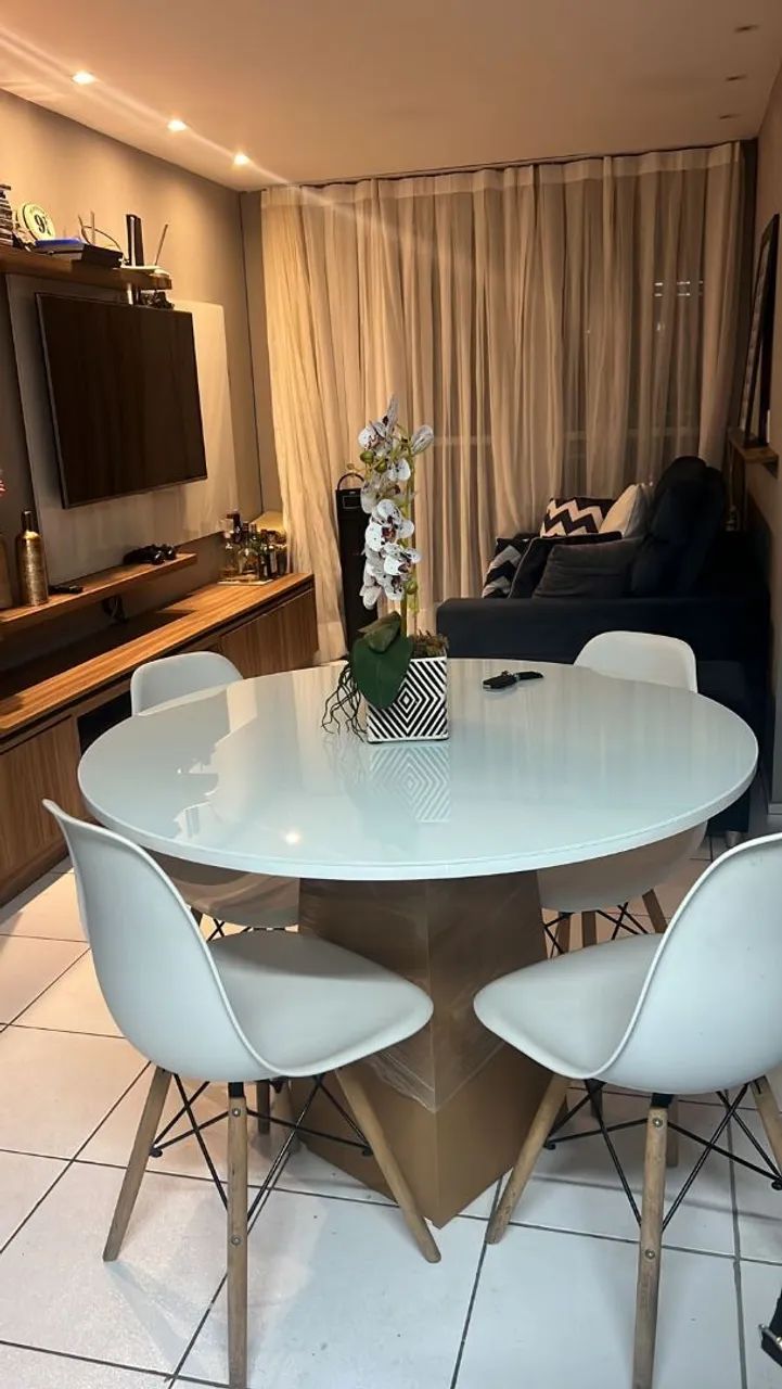 Mesa de Jantar Redonda Luxo com Vidro Laqueado  - Foto 3