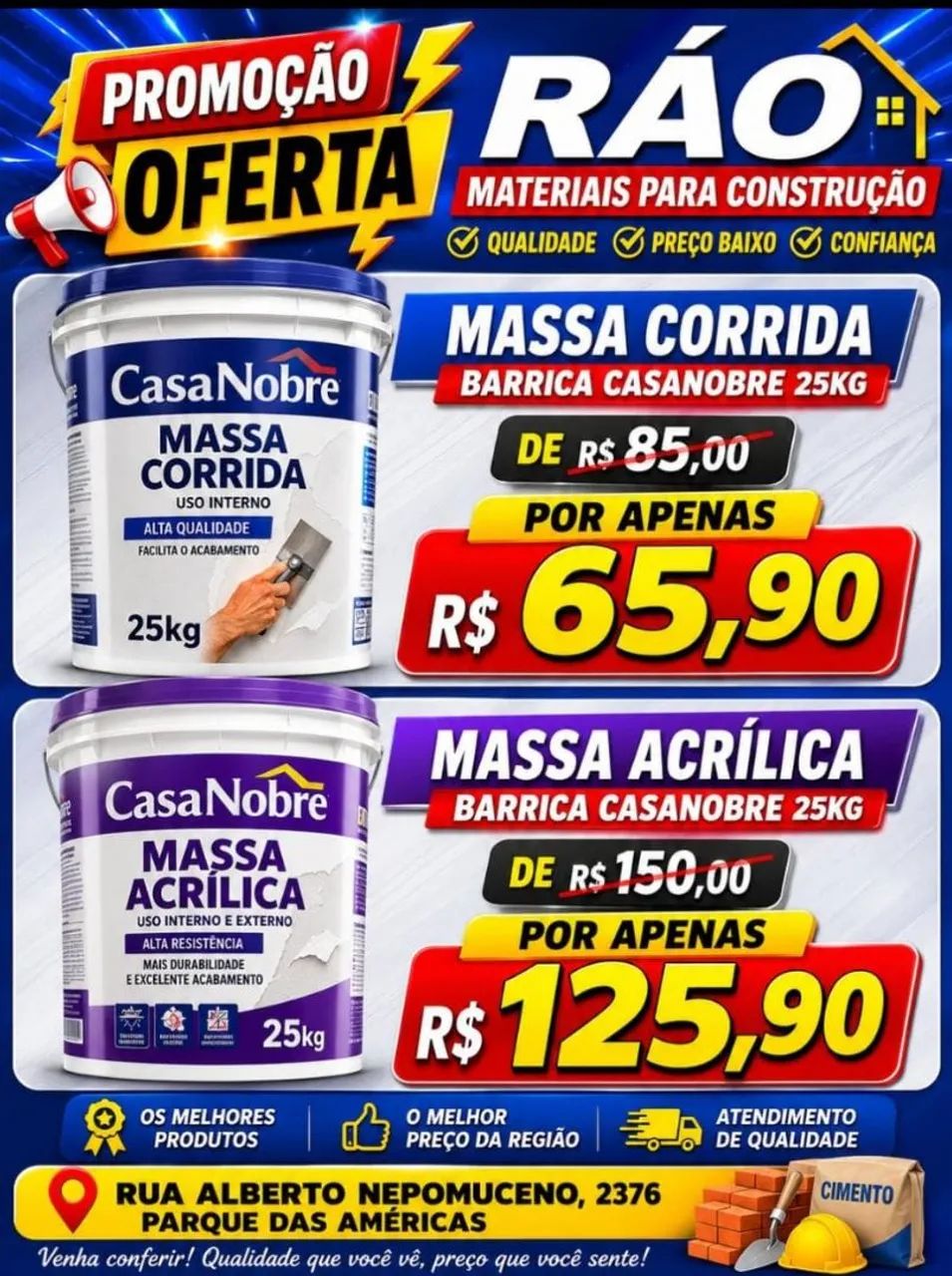 Massa corrida 25kg CasaNobre 