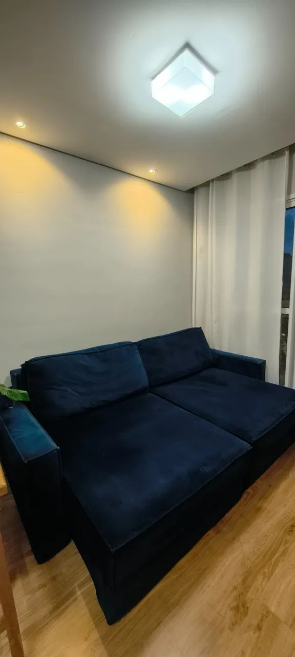 Sofá Retrátil azul 210cm - Foto 3